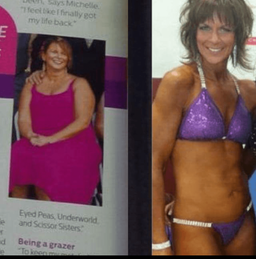 The Shape Magazine page on Michelle Maigret-Lefstein, beside her on the competition stage